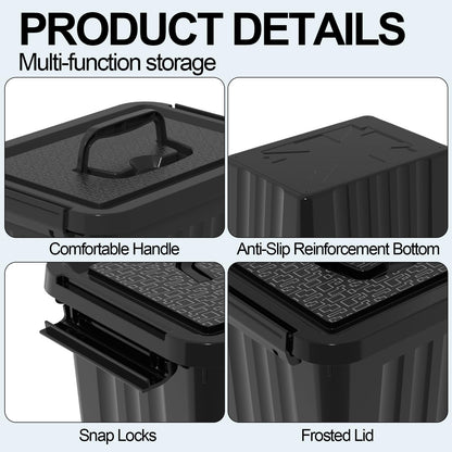 Lesbye 4 PCS Black Plastic Storage Box with Lids, Storage Containers