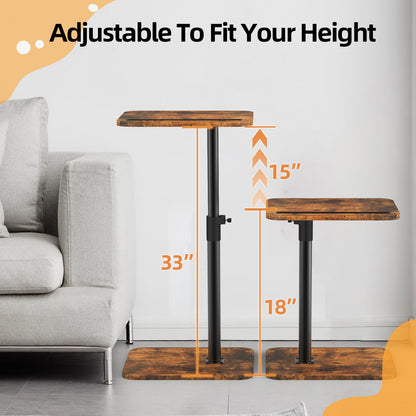 MOXYOY C-Shaped Side Table, Sofa Table, Coffee Table, Adjustable Height & 360° Swivel, Modern Small Table, Couch End Tables That Slide Under for Sofa