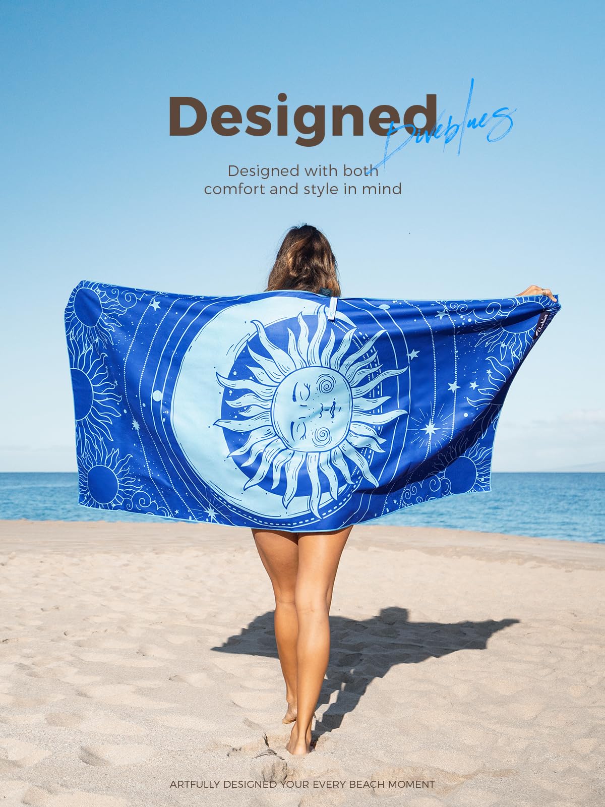 Diveblues Microfiber Beach Towel Fast Drying, Extra Large 71" x 32" Sand Free Beach Towel Super Lightweight Towels for Swimming Pool, Camping, Picnic