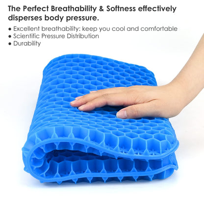 Gel Seat Cushion - Soft Sitter Honeycomb Cushions Double Thick Gel Cushion with Cloth Cover, Cooling & Ergonomic Support Pressure Cushion