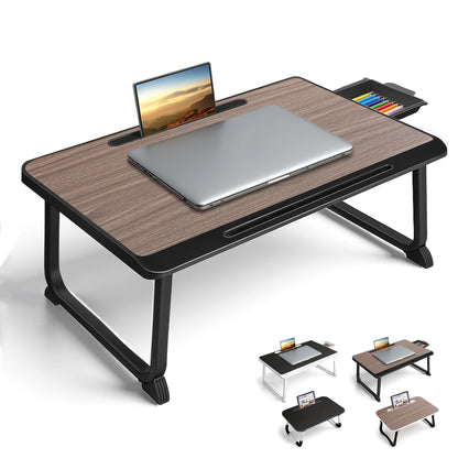 Laptop Bed Desk,Lap Desk for Breakfast in Bed, Work and Study, Home Office, Laptop Stand for Sofa、Couch、Bed, (60x40 Brown)