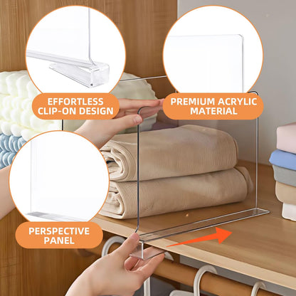 DYUEE Acrylic Shelf Dividers 8 Pack Closet Organizers and Storage Shelves