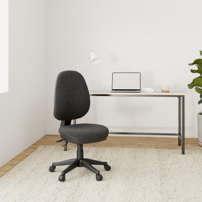 Office Hippo Desk Chair Without Arms, With Adjustable Curved Back, Executive Swivel, Desk Chair, Suitable For Home Office, Charcoal