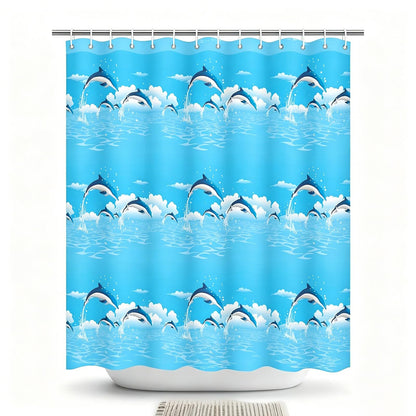 HUANYO Shower Curtain Mould Proof Resistant, 180 x 200cm Waterproof Bathroom Bathtub Curtain with 14 Hooks, One Piece per Set for Bath