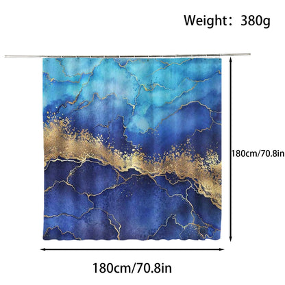 FAIRYGATE Blue Shower Curtain Marble Shower Curtains Dark Blue Effect Bath Curtain Mildew and Mould Resistant Waterproof Polyester Fabric Washable