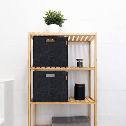 MIQIO® Design Storage Box Made of Felt Fabric, Set of 2 Storage Baskets, Folding Box, 30 x 30 x 30 cm, Organiser Boxes Suitable for Kallax Shelf