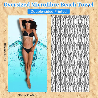 Jonuin 2 Pack Microfibre Beach Towels for Adults, 180 × 90 cm Extra Large Microfibre Beach Towel with Double Side Print, Quick Dry Towel