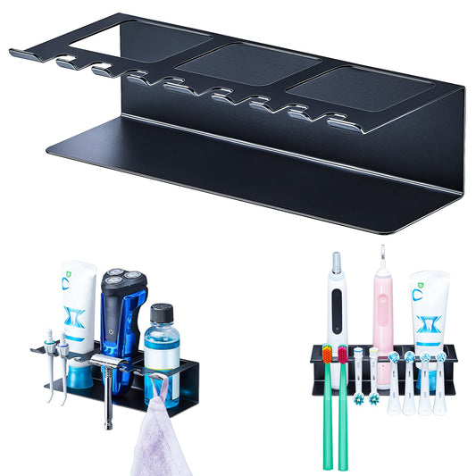 YYBO Toothbrush Holder Wall Mounted, Electric Toothbrush Holders for Bathroom, Toothbrush Head Holder with 8 Brush Slots, Adhesive Toothpaste Razor
