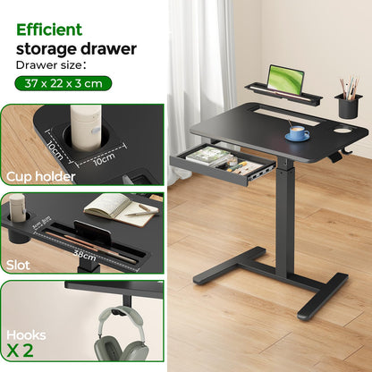 Gibbon Mounts 70x50cm Rolling Standing Desk with Drawer Height Adjustable