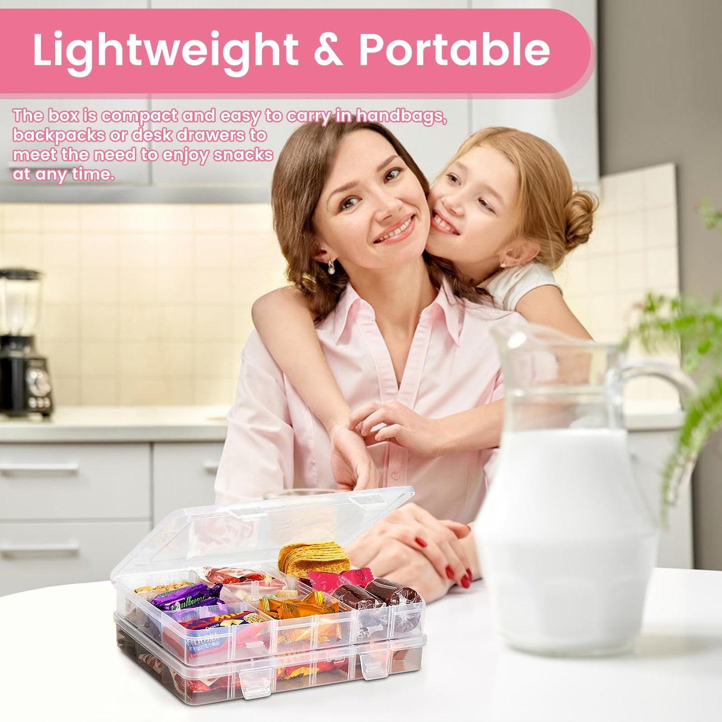 JRJRN 20 x 14.8CM Snack Box for Kids, Plastic Bead Storage Boxes, Snack Box