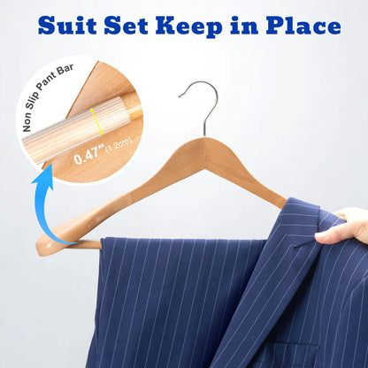 HOUSE DAY Wooden Hangers for Clothes,6pcs Heavy Duty Coat Hangers Wood for Suit,Clothes Hanger for Adult-Natural