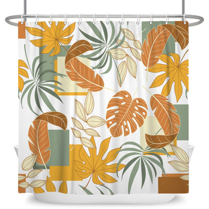 Bovlleetd 60x72inch Bohemian Bathroom Curtain Waterproof Abstract Botanical Shower Curtain Watercolor Mid-Century Tropical Plant Shower Curtains