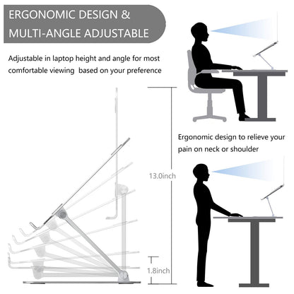 Yanavee Laptop Stand, Height Adjustable Laptop Riser With Heat-Vent, Ergonomic Aluminum Laptop Computer Stand