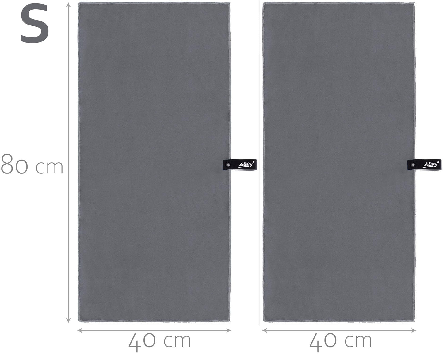 Actidry Microfibre Towel - light and absorbent - 9 colours S M L XL sizes - great for beach, sports and outdoor activity - S (40 x 80 cm) 2 pieces
