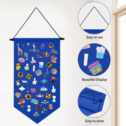 Kunyeah Wall Hanging Brooch Organizer Storage Case Colorful Canvas Pin Board Stand Enamel Pin Badge Hanging Holder Display Banner Earrings Collection