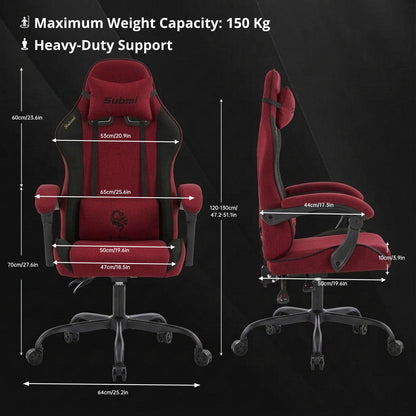 WUPY Racing Style Gaming Chair, PC Gamer Chair with Headrest, Red Black