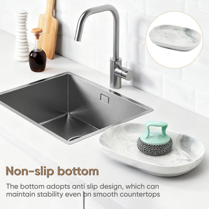 Anti Slip Ceramic Soap Dish – Marble Soap Dishes for Bathroom, Soap Tray Dish for Shower, Kitchen and Sink – Keep Soap Dry & Easy Cleaning