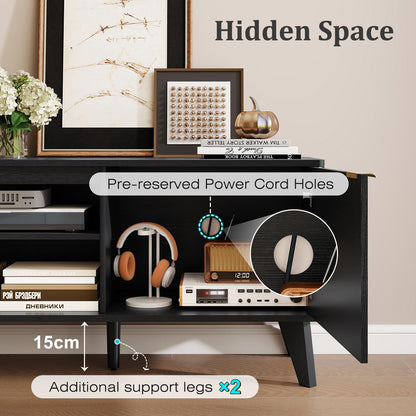 LYNCOHOME Black TV Units for Living Room, 178cm Wooden TV Stand Cabinet