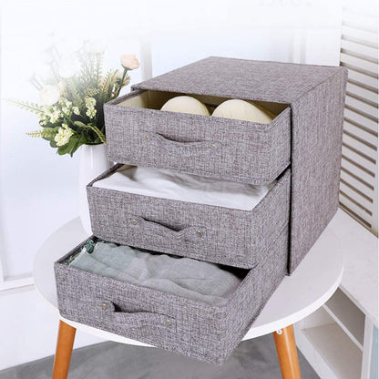 YINGGG Fabric Storage Box Storage Bins with Handle Drawer Organiser with Lid Folding Storage Bins Box Containers for Socks, Underwear, Bras, Ties