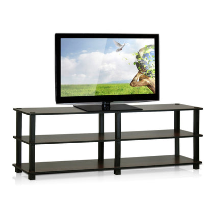 Furinno TURN-S-TUBE TV Stand, 3-Tier No Tools Entertainment Center, TV Console for TV up to 46 Inch, for Living Room, Bedroom, Dark Brown
