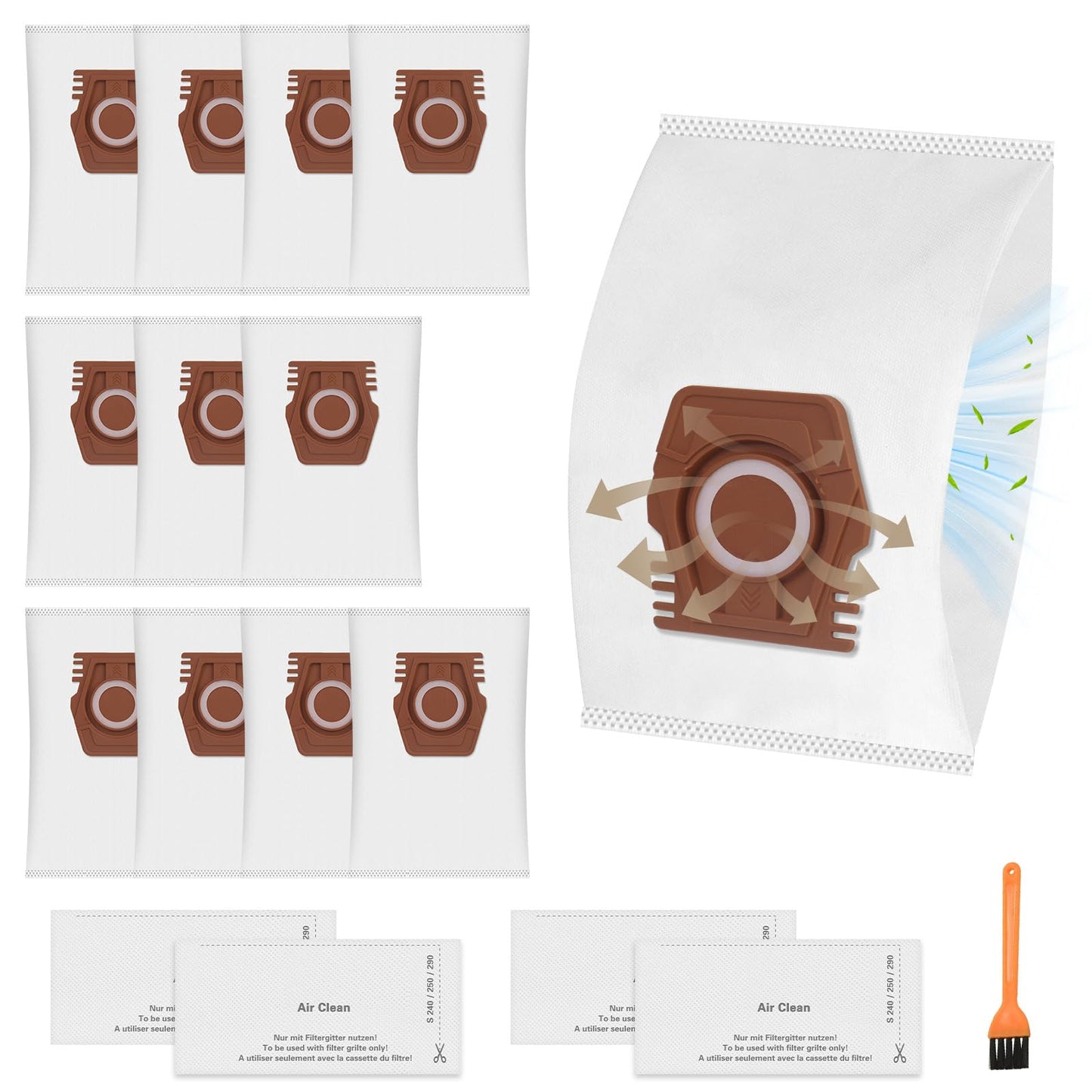 12 Pack CO 3D Dust Bags Compatible with Miele Hoover Pure CO Vacuum Cleaner Bag for Guard M1 S8380 Flex Parquet Silence Performance Cat & Dog Series