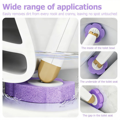 Disposable Toilet Brush with 60 Replacement Heads and Holder, Purple