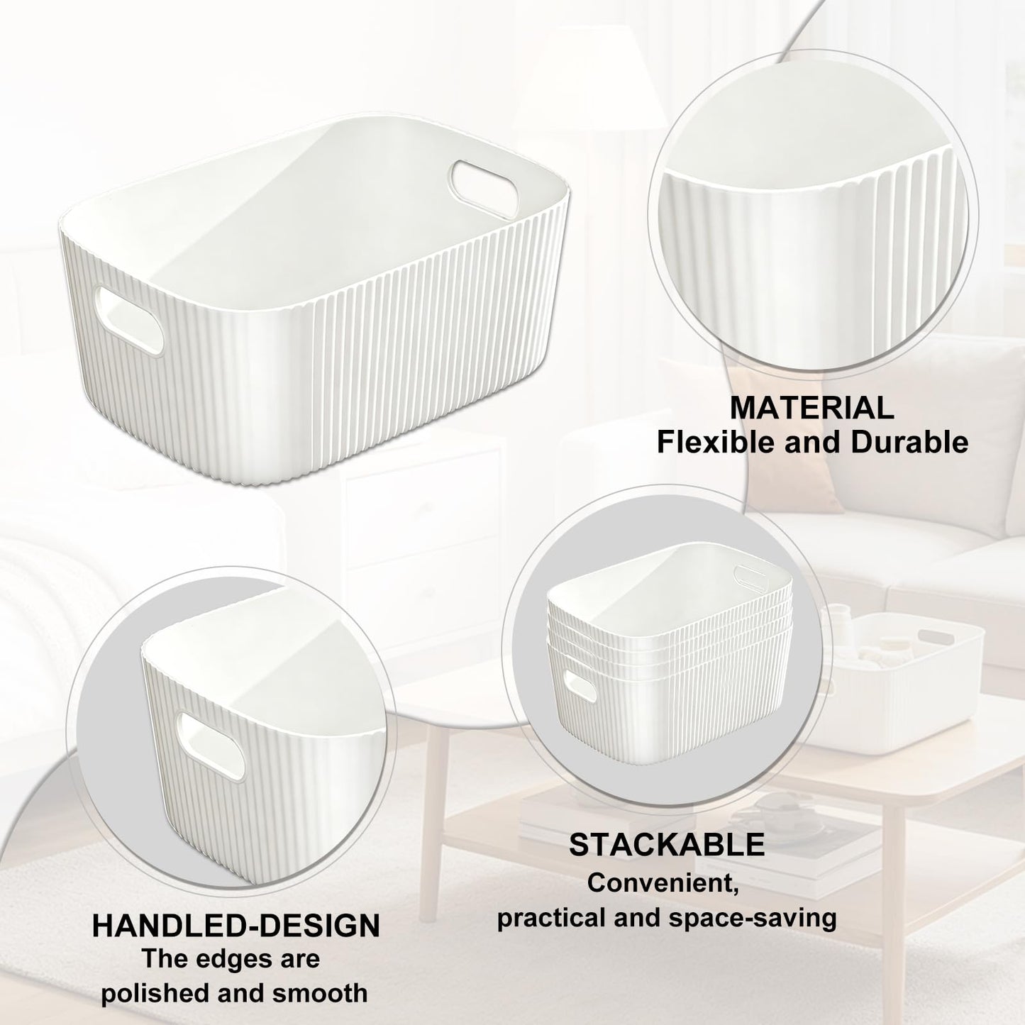 GAOHAN 12PCS Plastic Storage Boxes with Handles,Large Storage Baskets Set