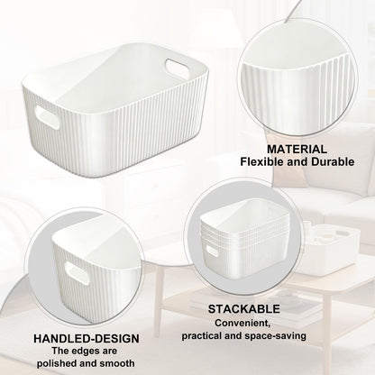 GAOHAN 12PCS Plastic Storage Boxes with Handles,Large Storage Baskets Set