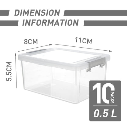 Citylife 10 Packs Small Storage Box Plastic Storage box Stackable plastic Box with Lids for Organizing, Clear White