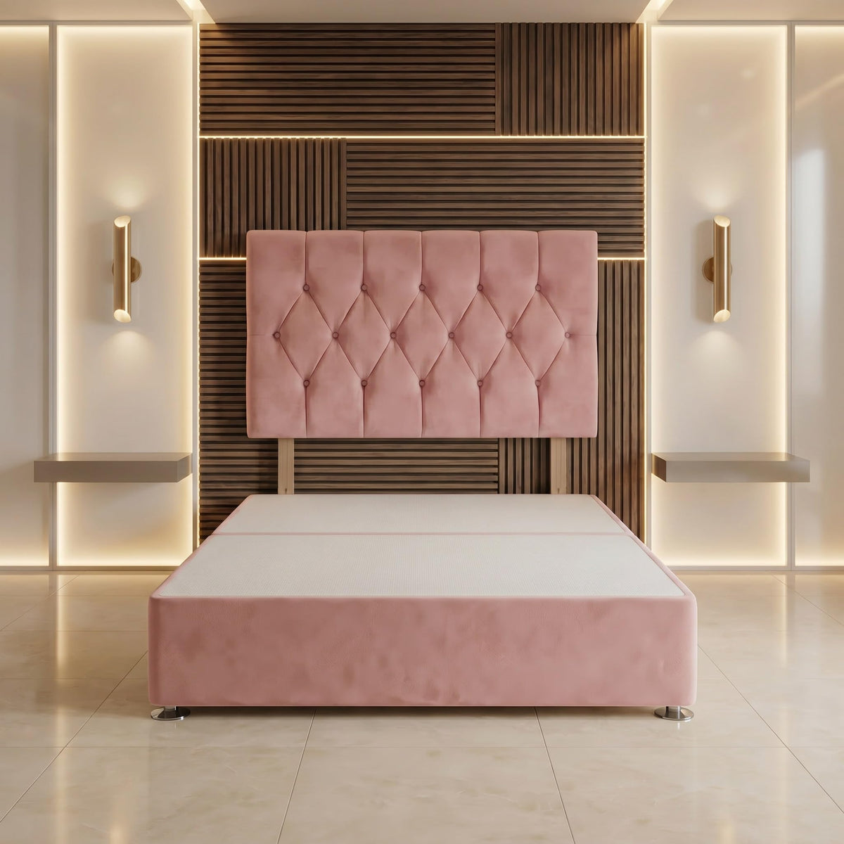 Bed Centre Ziggy Plush Single Divan Base 30" Headboard, Pink, 0 Draw
