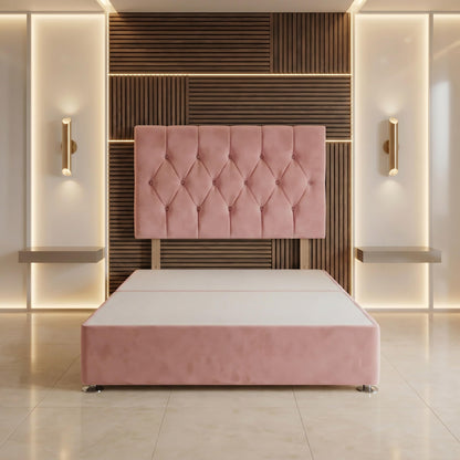 Bed Centre Ziggy Plush Small Single Divan Base 30" Headboard, Pink, 0 Draw