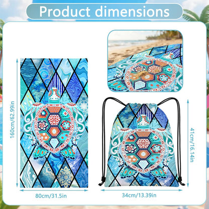 ZPSOSPZ Turtle Travel Towel 160x80cm -Quick Dry Towel with Storage Bag