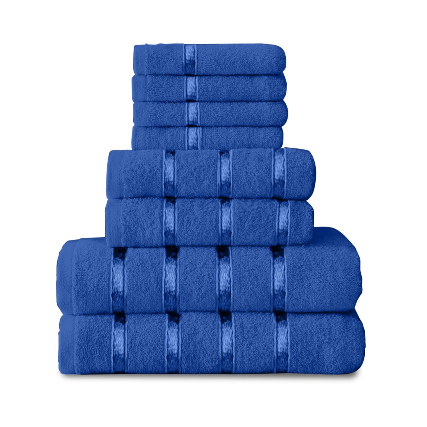 GC GAVENO CAVAILIA 8 Piece Royal Blue Towel Bale Set, Quick Dry Highly Absorbent Cotton Towels Sets Bathroom, 450 GSM Towel Sets, 4x Face Towel 2x