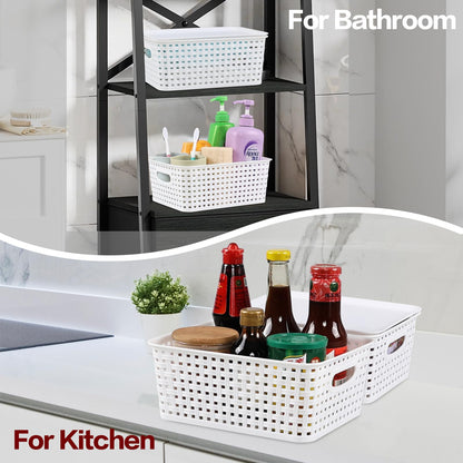 Obstnny Lidded Storage Basket Set of 6, Small Kitchen Cupboard Baskets
