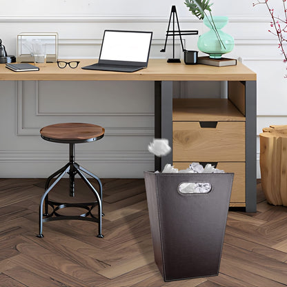 GORESE Office Square Waste Paper Bin Leather Modern Design Waste Paper Bin for Kitchen, Bathroom, Office (Brown)