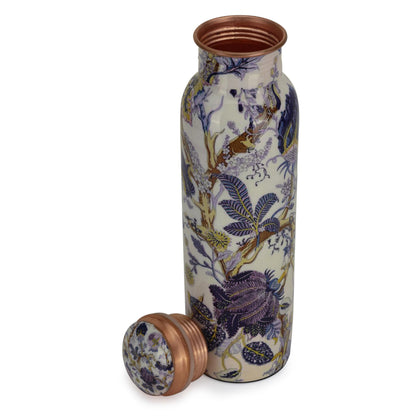 34 Oz Pure Copper Water Bottle With Ayurvedic Benefits, Printed Copper Bottle With Carry Bag For Drinking Leak Proof Handcrafted Copper Water Vessel