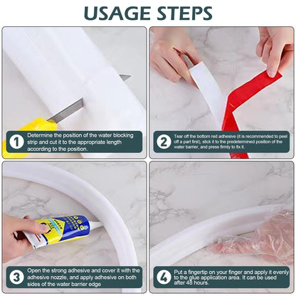 Wet Room Floor Water Barrier, Shower Threshold Water Splash Guard,TPE Shower Door Water Dam, Shower Threshold Water Retaining Strip