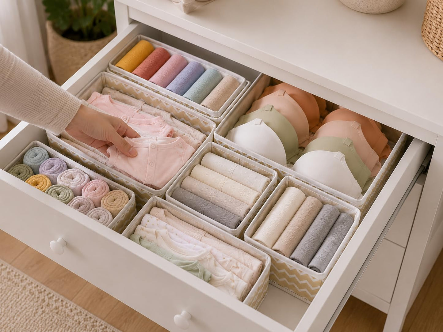 Qoolish Drawer Organiser Set of 6 Sturdy Draw Organizer to sort Your bedroom, Wardrobe and Drawer