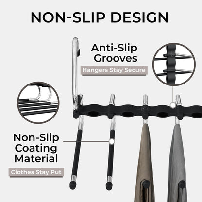 MORALVE Trousers Hangers Space Saving - 4 Pack - Non-Slip Multi-Layer Space Saving Hangers - Multifunctional Clothing Rack for Closet Storage