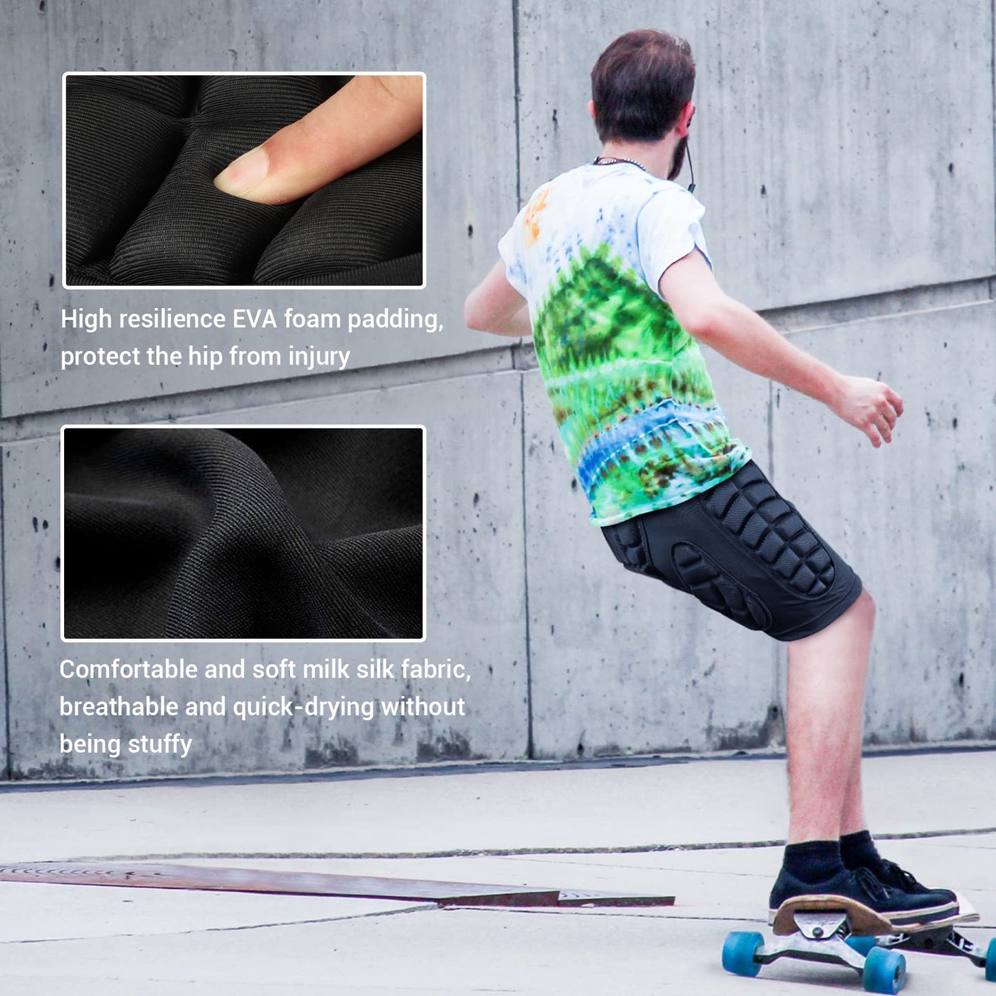 Cienfy 3D Hip Protection Eva Butt Pads Protective Padded Shorts Crash Pad Impact Gear for Skiing Skating Snowboarding Skateboarding (Large)