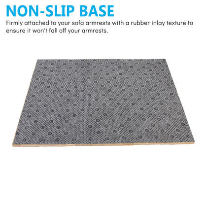 Bamboo Sofa Arm Tray Table - Anti-Slip Foldable Couch Sofa Armrest Tray, Removable Large Couch Cup Holder for Drinks Cup Cellphone Remote Snacks