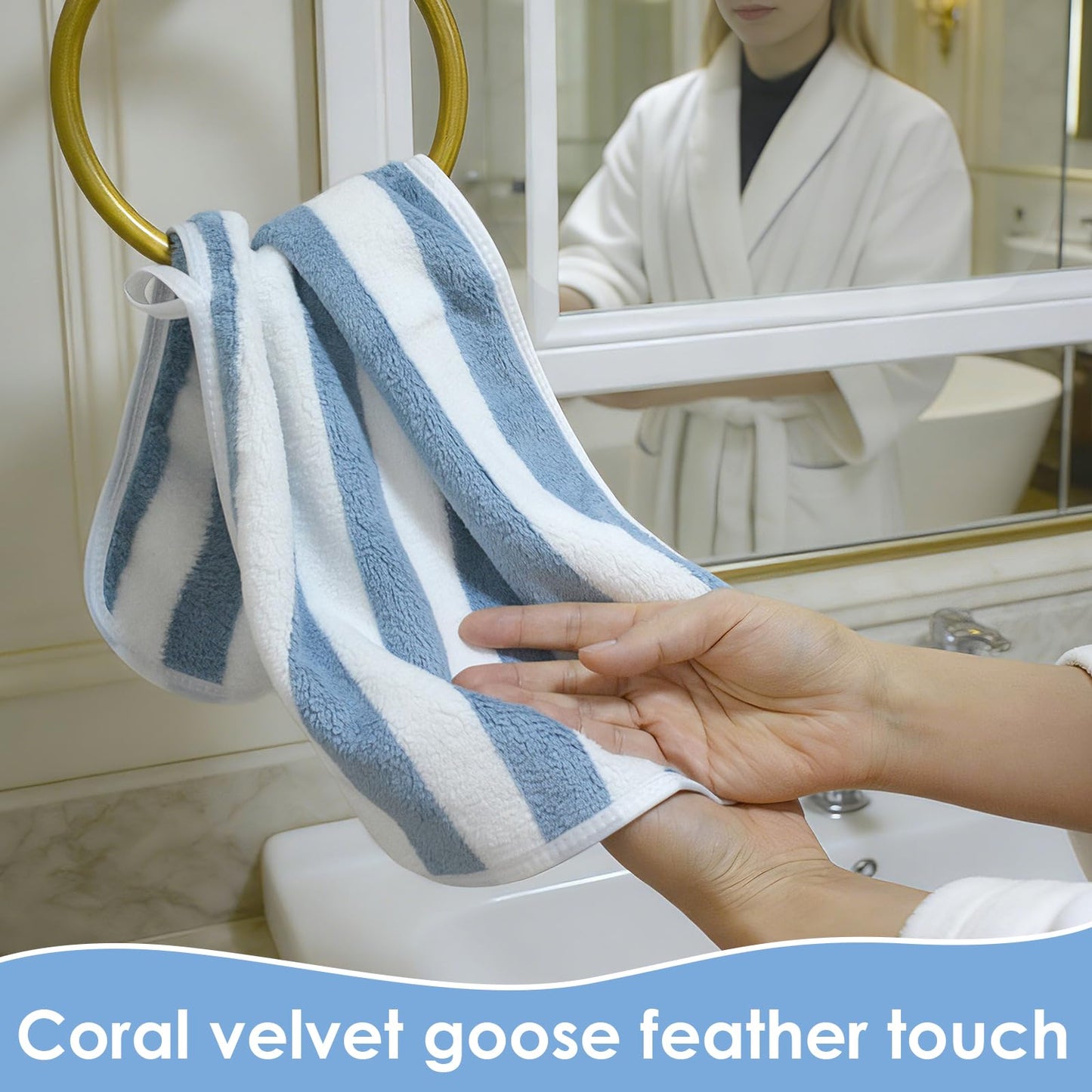 VIVOTE Small Hand Towels for Bathroom Fluffy Hand Towels with Hanging Loop