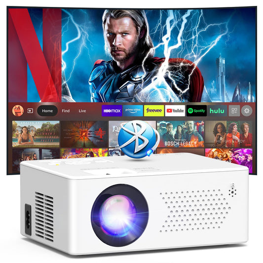 PURSHE 2025 Upgraded Android TV OS Smart Projector, WiFi6 & Bluetooth5.2, 50% Zoom, 13000L Full HD 1080P/4K Supported, Portable, Dust-Proof, Ceiling