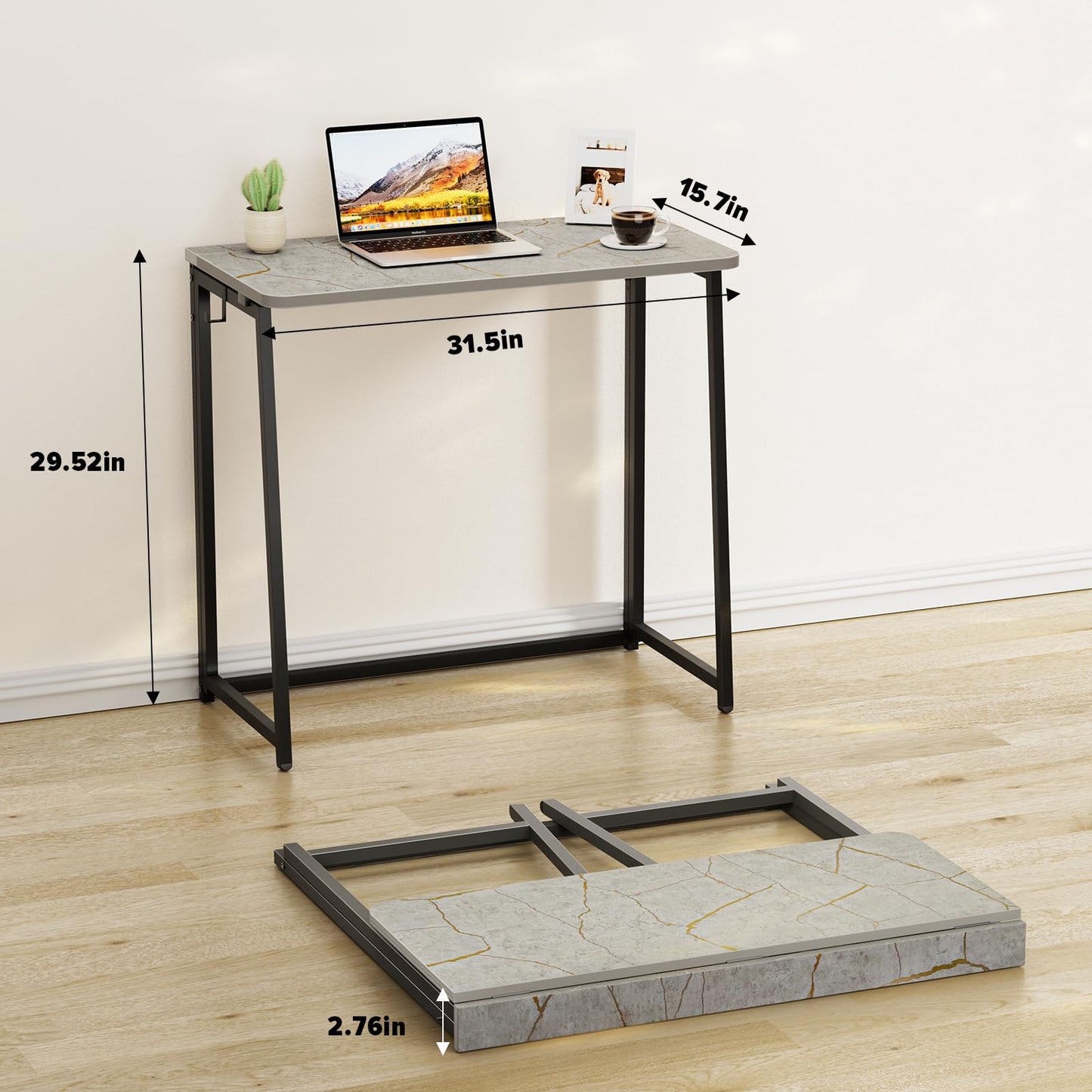 WOHOMO Small Foldable Computer Desk Writing Study Table, Grey