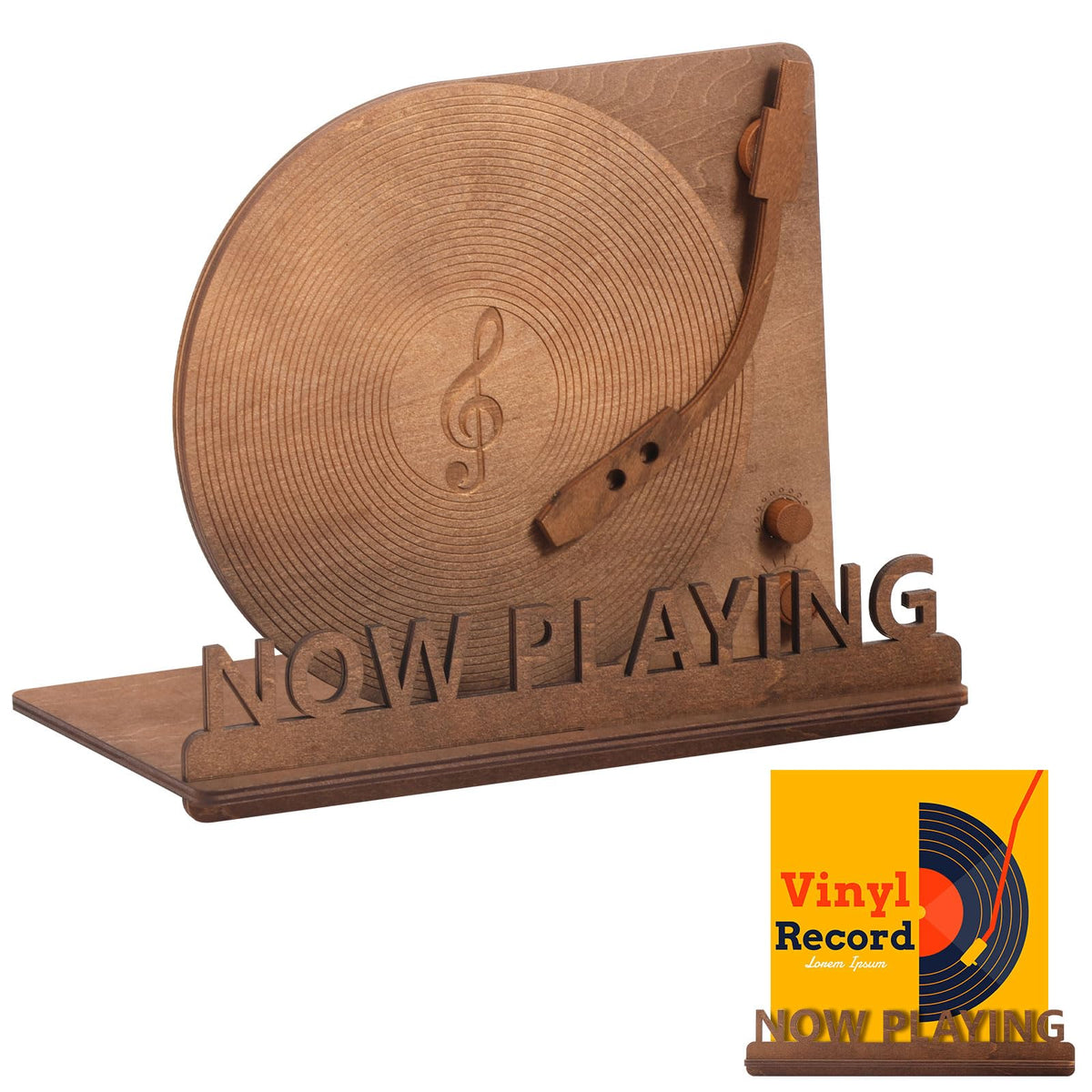 shaojian Now Playing Vinyl Stand Wood Stylish Vinyl Record Stand for Home Tabletop Décor