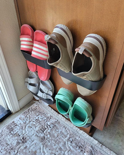 Domemit Wall Mounted Shoes Rack, Motorhome Shoe Holder, Wall Shoe Rack Shoe Hooks Self Adhesive or Drilling 2 Ways Installation