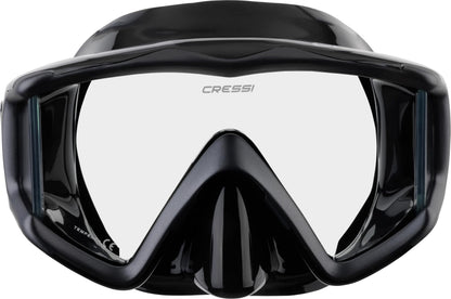 CRESSI Liberty Triside Mask - Panoramic 3 Glass Mask for Diving and Snorkelling, Black/Graphite, One Size, Unisex Adult