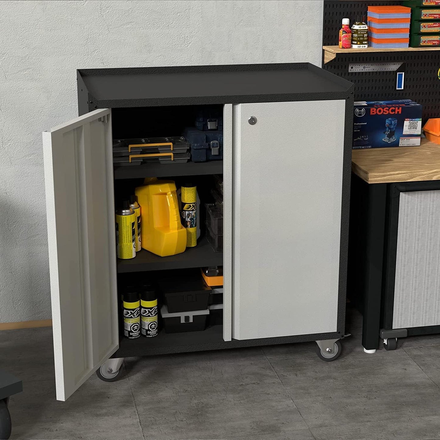 SUPEER Metal Storage Cabinet with 2 Doors and 1 Adjustable Shelves