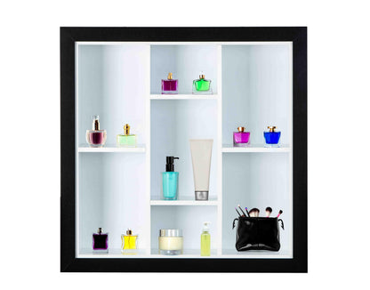 Inter Link 7 Compartments Collector Wall Shelf, Black/White, 66,5 x 13,7 x 66,5 cm