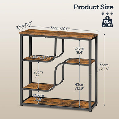 HOOBRO 4-Tier Slim Console Table for Hallway, Narrow Hallway Table with Storage Shelves, Behind Sofa Table for Small Space, living Rooms, Entryway